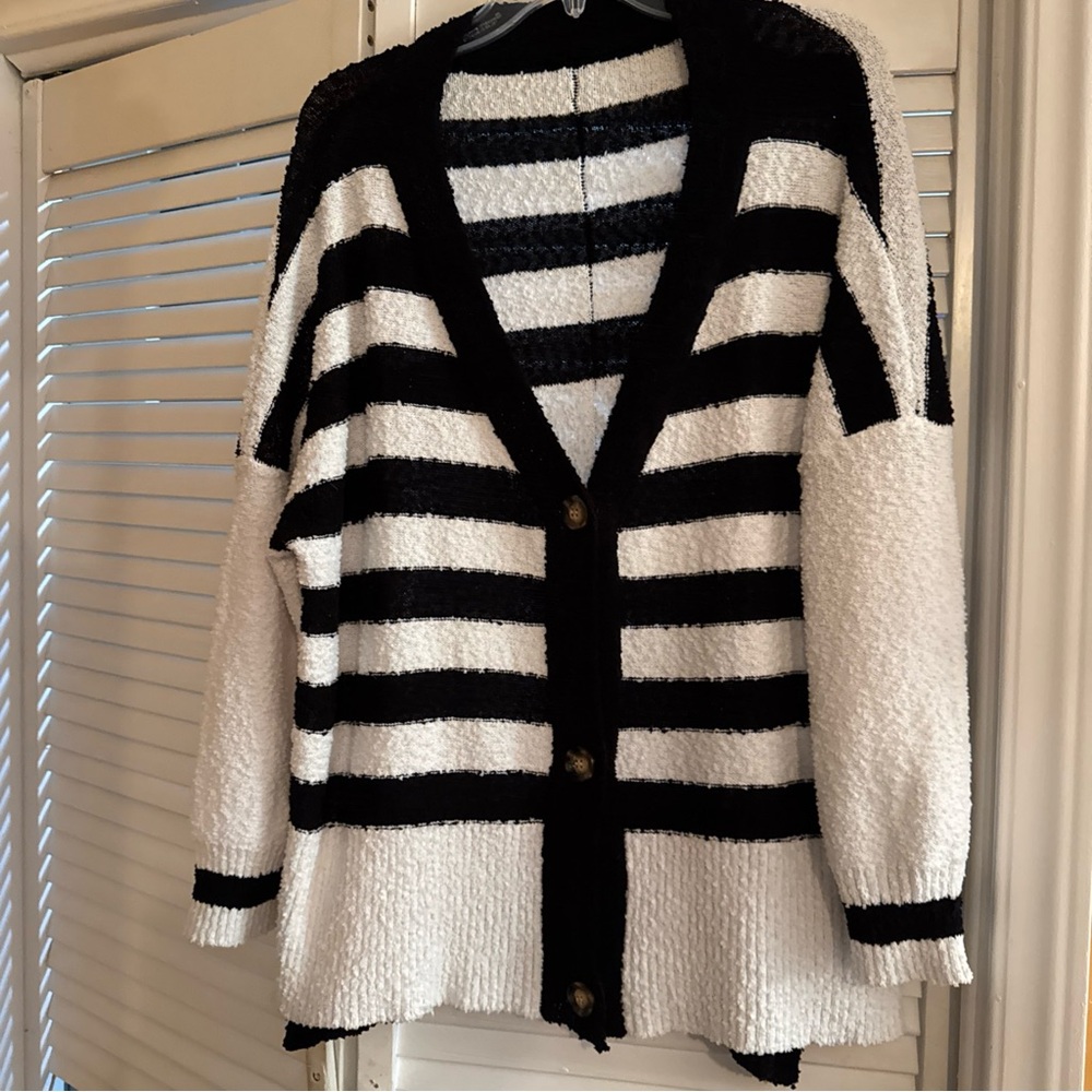 Source Unknown Monochrome Striped Cardigan